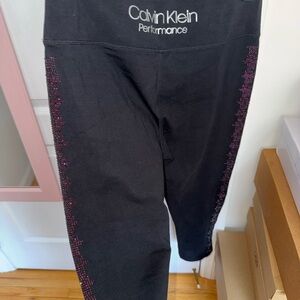 Calvin Klein Black Leggings with Pink Rhinestones
